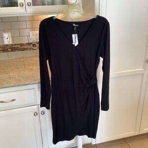 The Commons Black Faux Wrap Dress NWT Size XL “Perri Drape Dress”